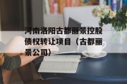 河南洛阳古都丽景控股债权转让项目（古都丽景公司）