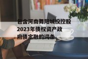 包含河南舞阳城投控股2023年债权资产政府债定融的词条