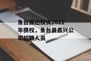 鱼台鑫达投资2022年债权，鱼台县鑫兴公司招聘人员