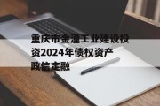 重庆市金潼工业建设投资2024年债权资产政信定融