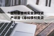 酉阳县酉州实业债权资产项目（非标债权类资产）