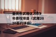 重庆市武隆区2023年债权项目（武隆2020签约项目）