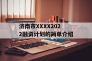 济南市XXXX2022融资计划的简单介绍