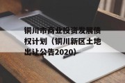 铜川市商业投资发展债权计划（铜川新区土地出让公告2020）