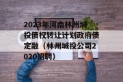 2023年河南林州城投债权转让计划政府债定融（林州城投公司2020招聘）