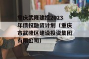 重庆武隆建投2023年债权融资计划（重庆市武隆区建设投资集团有限公司）