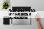河南省洛阳市汝阳农发投2024年债权融资项目的简单介绍
