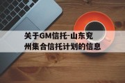 关于GM信托-山东兖州集合信托计划的信息