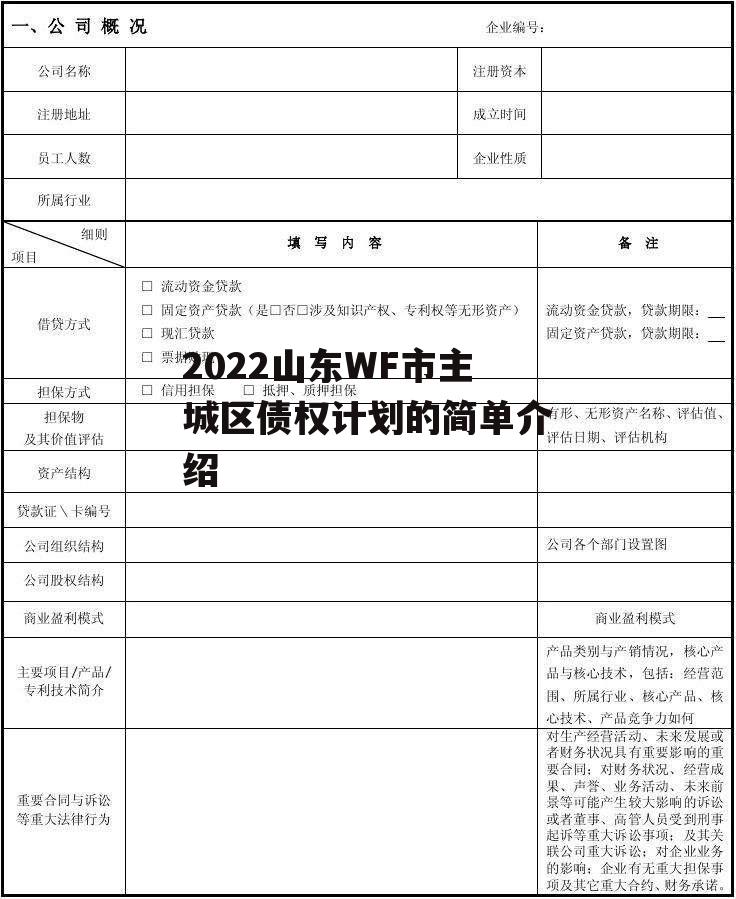 2022山东WF市主城区债权计划的简单介绍