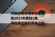 河南林州市城市投资集团2023年债权1期城投债定融的简单介绍