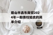 眉山市鑫东商贸2024年一般债权拍卖的简单介绍