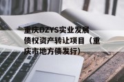 重庆DZYS实业发展债权资产转让项目（重庆市地方债发行）