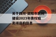 关于四川-资阳市凯利建设2023年债权拍卖项目的信息