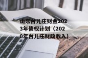 山东台儿庄财金2023年债权计划（2020年台儿庄财政收入）