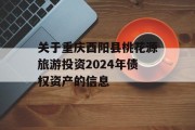 关于重庆酉阳县桃花源旅游投资2024年债权资产的信息