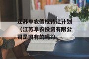 江苏阜农债权转让计划（江苏阜农投资有限公司是国有的吗?）