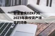包含重庆DZKFJS2023年债权资产项目的词条