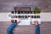 关于重庆鸿业实业2023年债权资产项目的信息