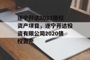 遂宁开达2023债权资产项目，遂宁开达投资有限公司2020债权资产