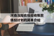 河南汝阳农投应收账款债权计划的简单介绍