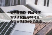 关于陕国投·西咸泾河专项债权投资06号集合资金信托计划的信息