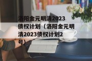 洛阳金元明清2023债权计划（洛阳金元明清2023债权计划2号）