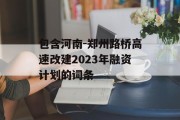 包含河南-郑州路桥高速改建2023年融资计划的词条