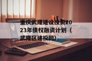 重庆武隆建设投资2023年债权融资计划（武隆区建投网）