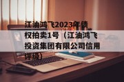 江油鸿飞2023年债权拍卖1号（江油鸿飞投资集团有限公司信用评级）
