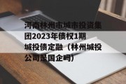 河南林州市城市投资集团2023年债权1期城投债定融（林州城投公司是国企吗）