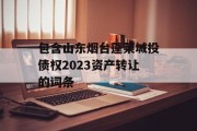 包含山东烟台蓬莱城投债权2023资产转让的词条