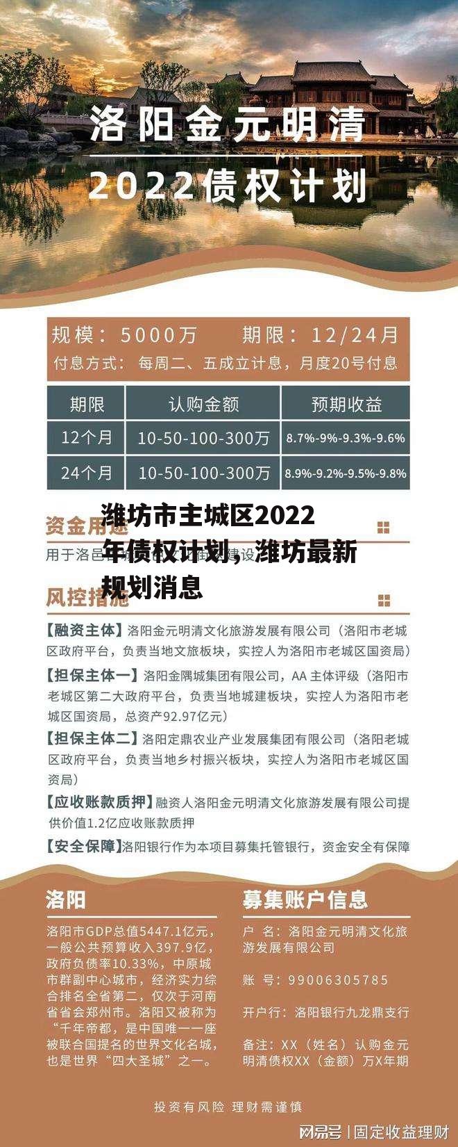 潍坊市主城区2022年债权计划，潍坊最新规划消息